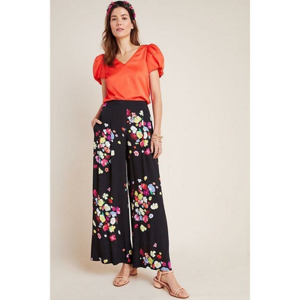 Anthropologie x Delpozo Floral-Print Trousers